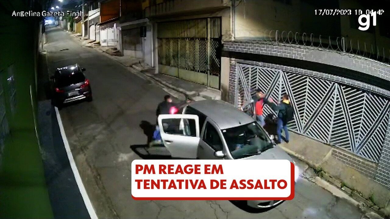 VÍDEO: PM a pé reage a assalto após ter arma apontada para a cabeça e ...