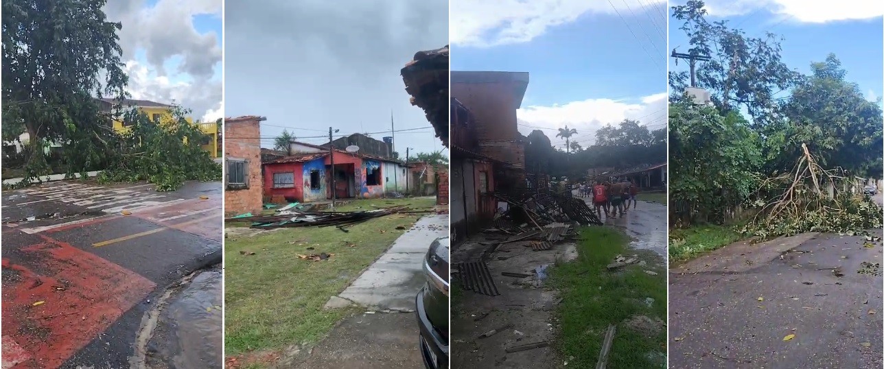 Vendaval destelha casas e deixa ruas sem energia elétrica em Mosqueiro