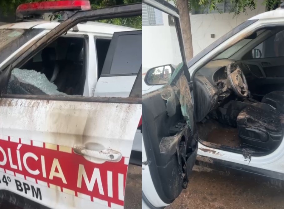 Homens são presos após atear fogo em viatura da PM no Sertão da PB