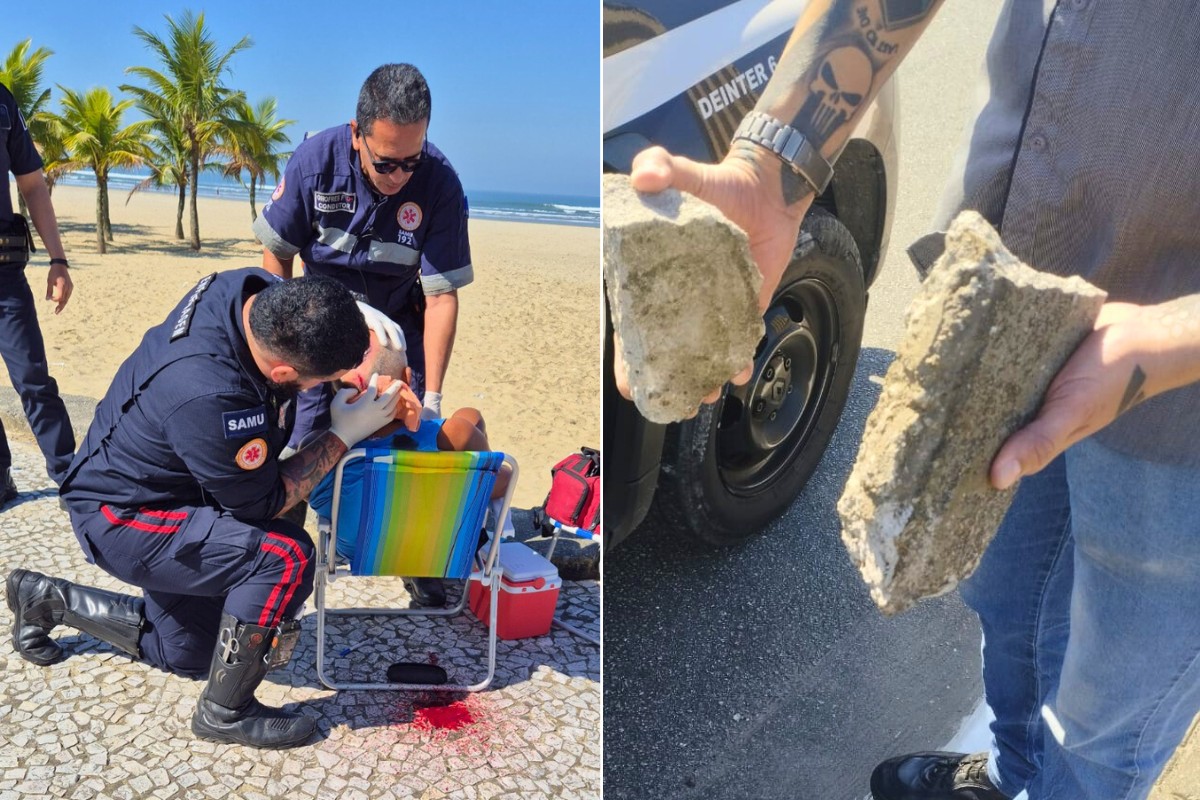 Idoso leva pedrada na cabeça enquanto observava mar no litoral de SP; agressor é preso