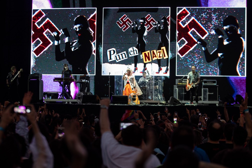 Apresentação da banda Blondie no Popload Festival 2018, em São Paulo — Foto: Marcelo Brandt/G1