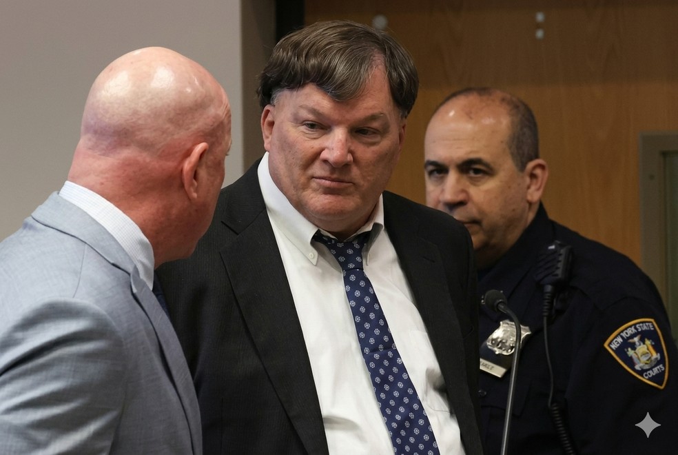 Rex A. Heuermann se declarou culpado pelo assassinato de sete mulheres e admitiu ter matado uma oitava em uma série de crimes conhecidos como os assassinatos de Gilgo Beach — Foto: James Carbone/Newsday via AP, Pool