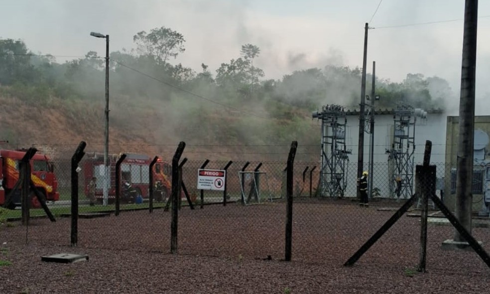Incêndio em uma das subestações de tratamento de água em Manaus — Foto: Águas de Manaus