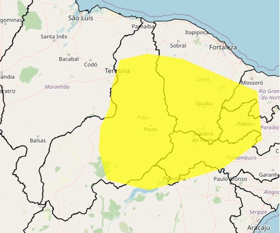 Aviso de baixa umidade no Piauí — Foto: Inmet