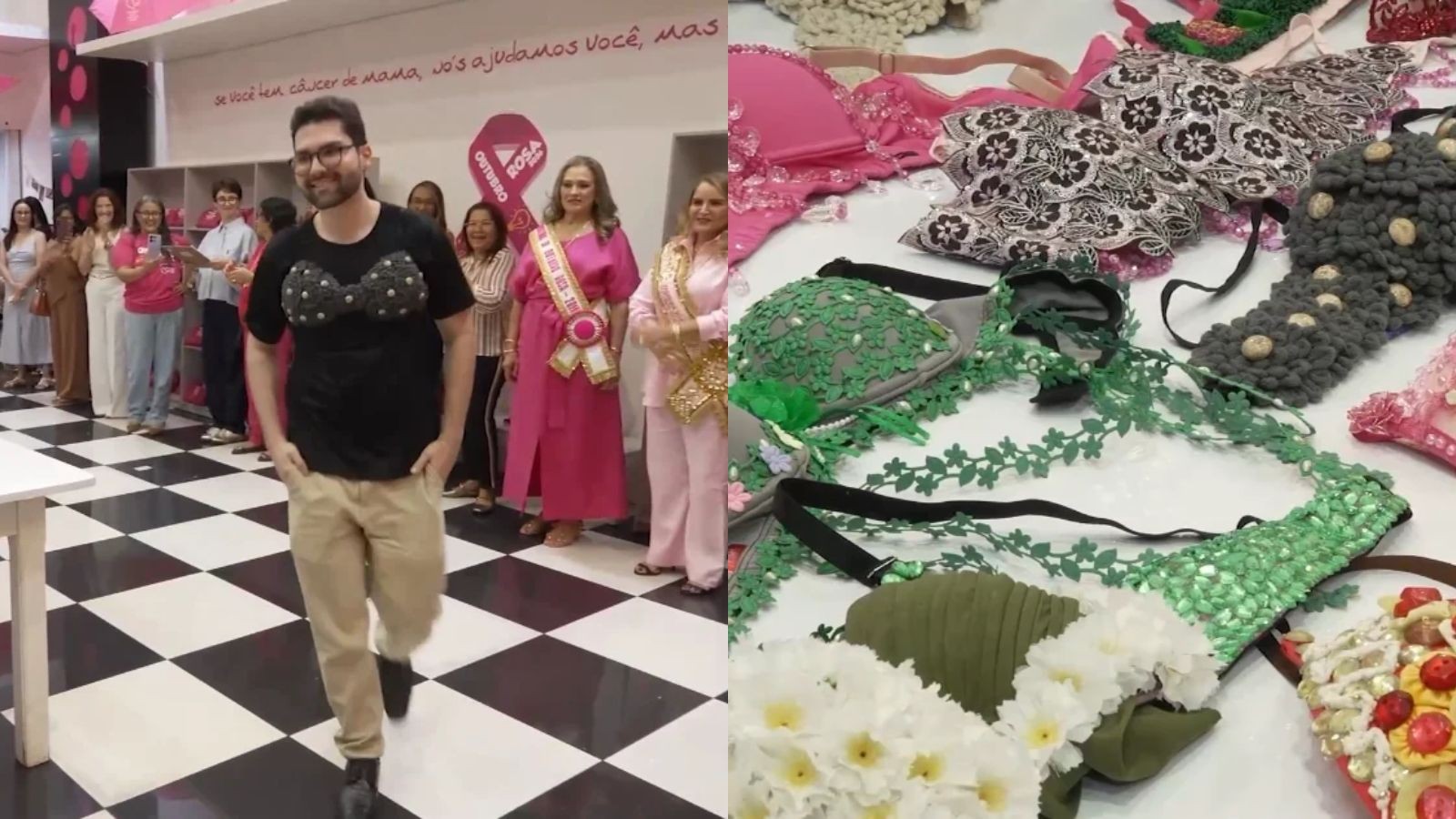 Estudantes de Medicina desfilam com sutiãs decorados para conscientizar sobre câncer de mama em Teresina