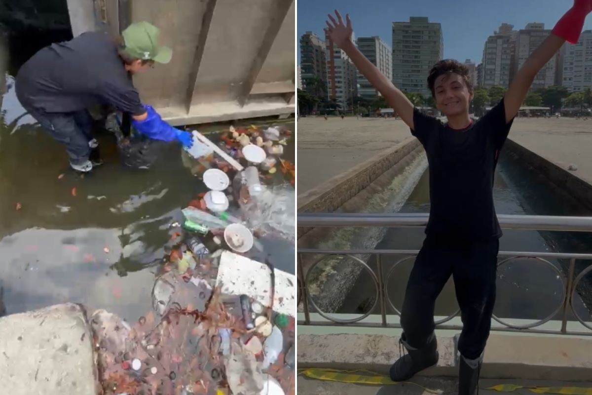 De esmalte a calça jeans: adolescente viraliza ao mostrar lixo encontrado nos canais de Santos; VÍDEO