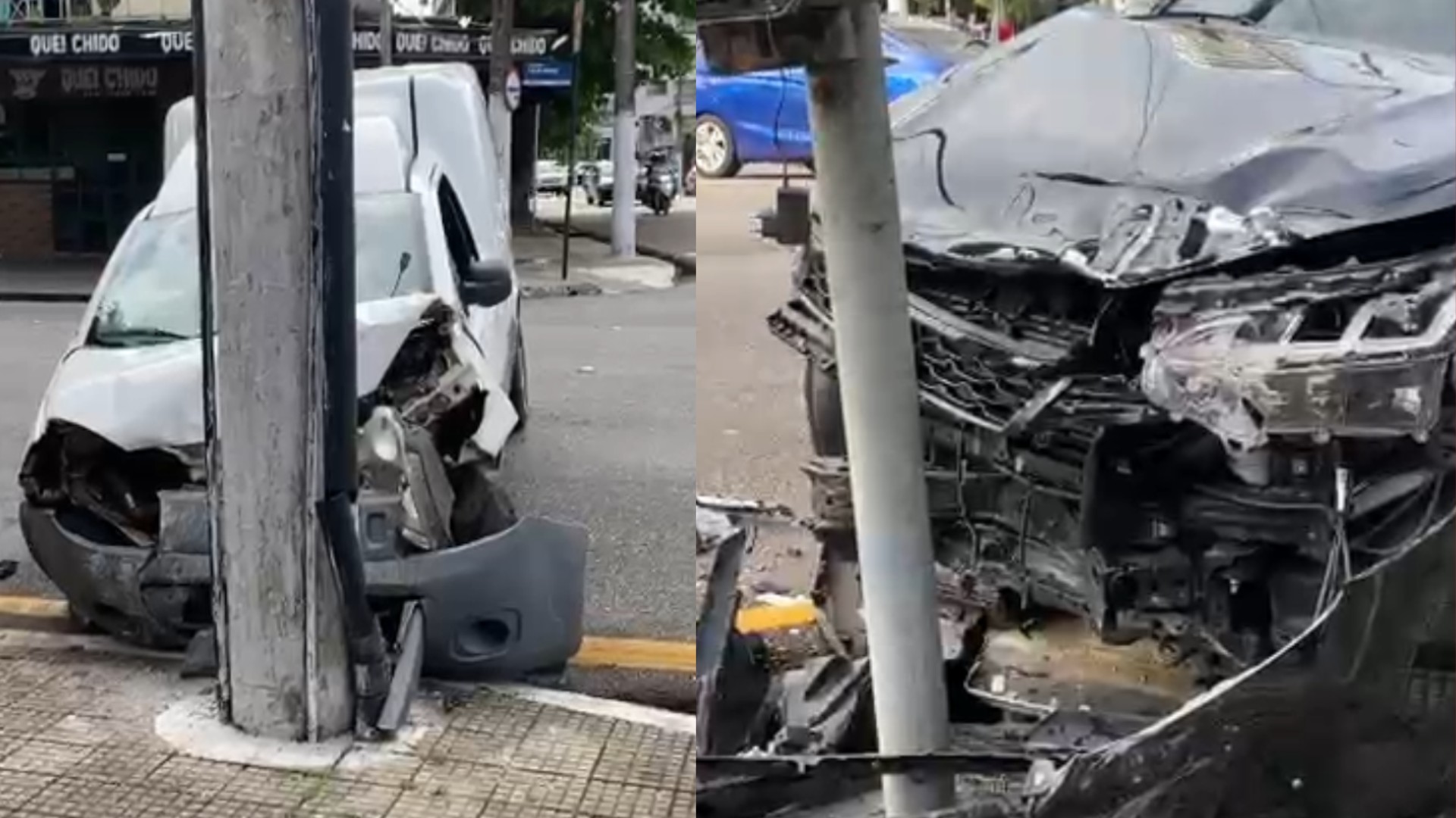 Carro de luxo e veículo de carga colidem no Umarizal, em Belém