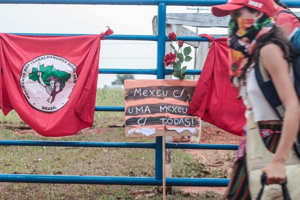 Mulheres ligadas ao MST ocuparam fazenda em Presidente Epitácio (SP), no Pontal do Paranapanema — Foto: Divulgação/MST São Paulo