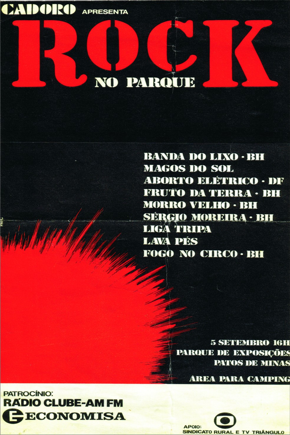 Cartaz do festival Rock no Parque, em Patos de Minas, de 1982 — Foto: Cadoro Produções/Arquivo