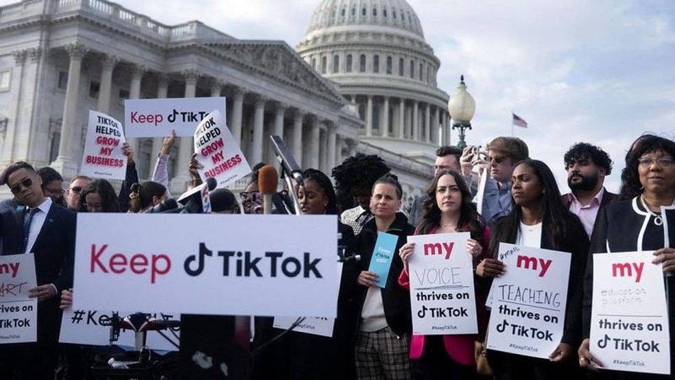 A possível proibição do TikTok nos EUA preocupa muitas pequenas empresas e profissionais que dependem da plataforma — Foto: Getty Images via BBC