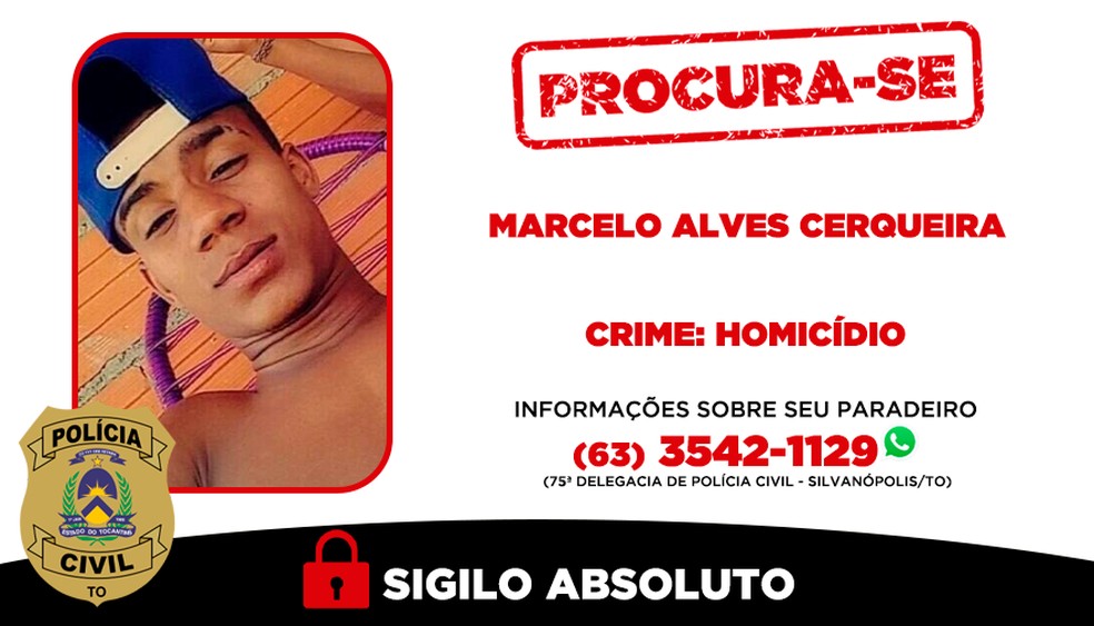 Polícia procura homem suspeito de homicídio em Silvanópolis — Foto: Reprodução/DICOM SSP-TO/Governo do Tocantins