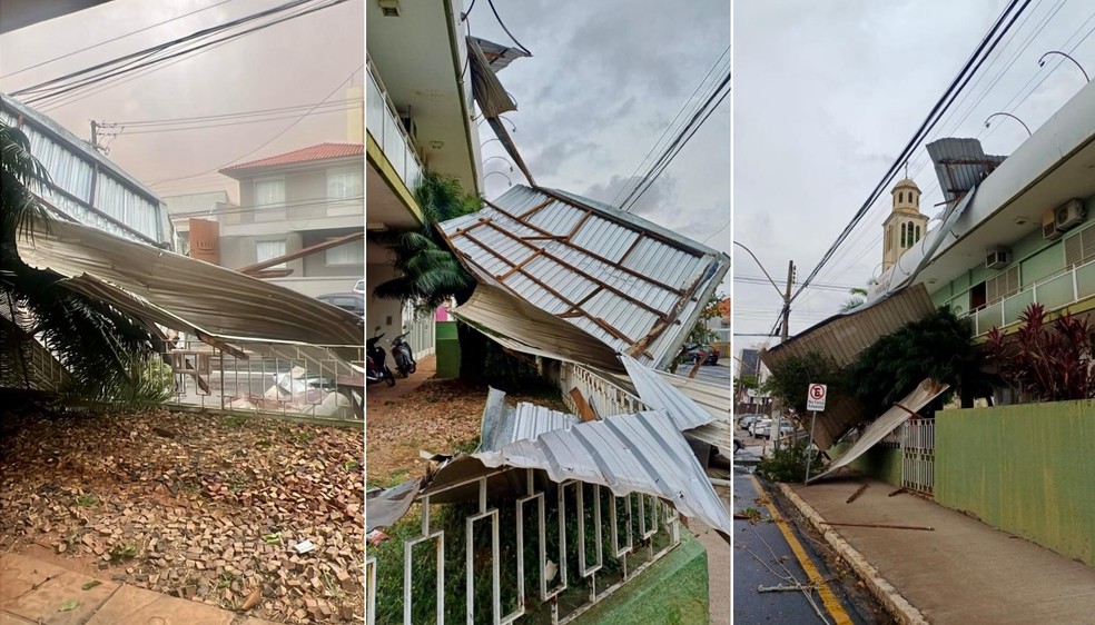 Chuva acompanhada com fortes ventos causou destelhamentos em Marília — Foto: Prefeitura de Marília/ Divulgação