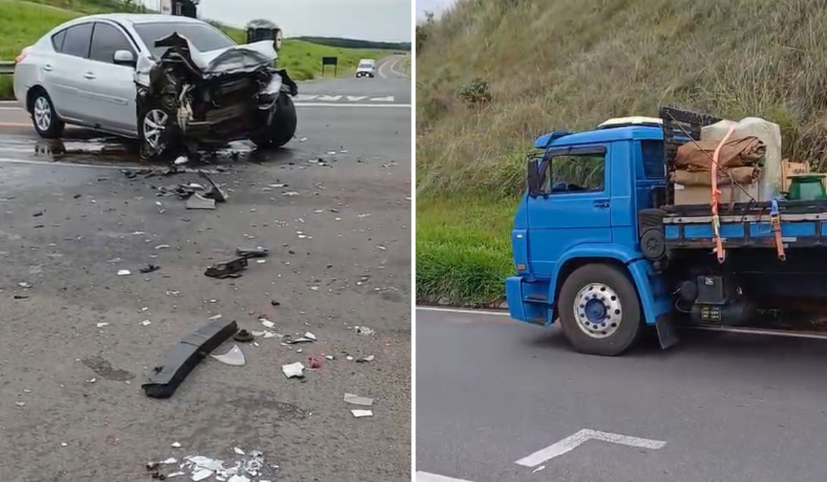 Batida entre carro e caminhão deixa uma pessoa ferida em rodovia da Itapira
