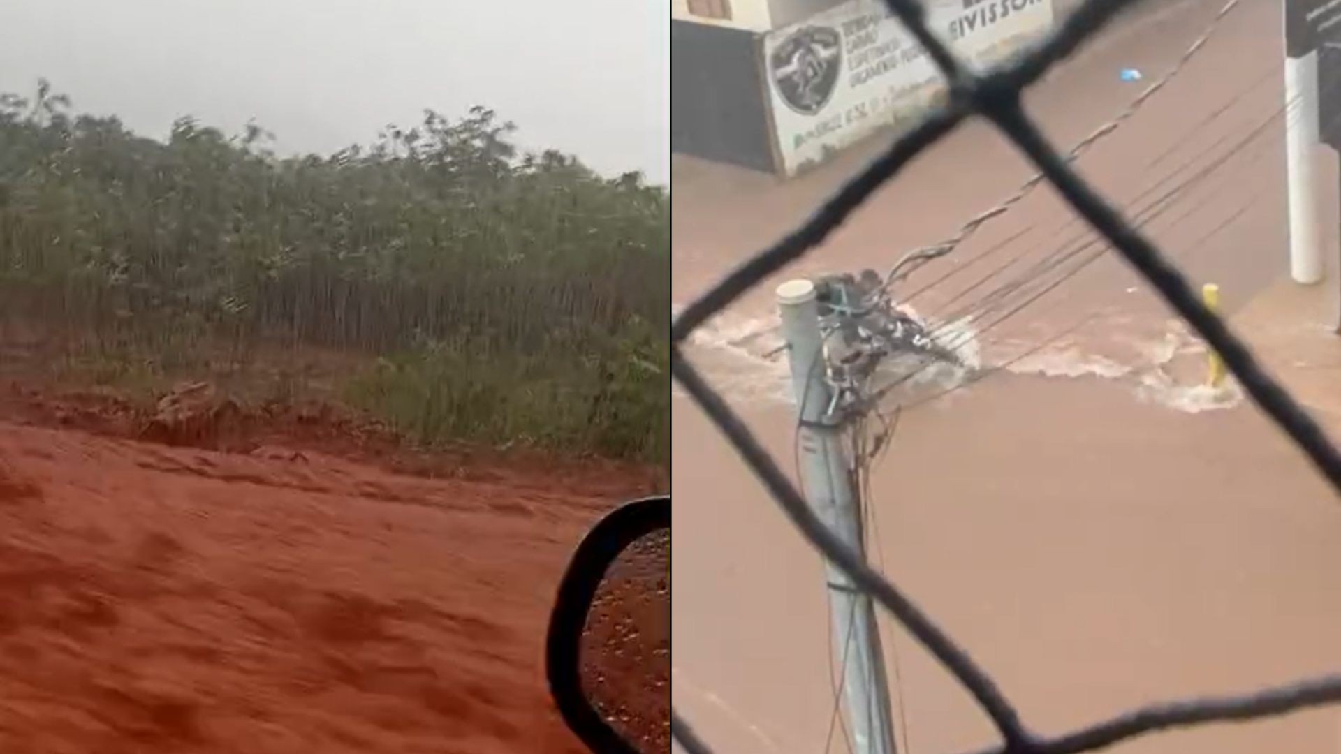 VÍDEO: Enxurrada arrasta motocicleta e transforma estrada em 'rio de lama' em Patos de Minas