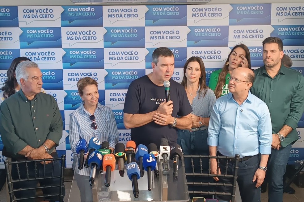 Eduardo Riedel é cofirmado e vai disputar reeleição para o governo de Mato Grosso do Sul. — Foto: Marcus Vinnícius Cintra/TV Morena