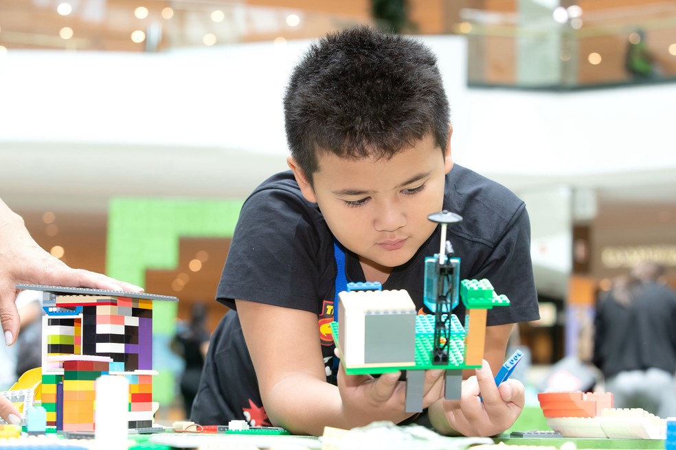 LEGO Minecraft na Praça Central do ParkShopping — Foto: Reprodução/ParkShopping