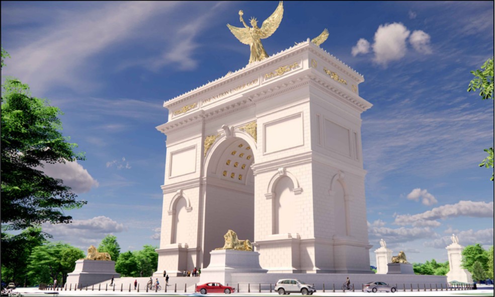 Trump quer construir um arco de 76 metros em Washington — Foto: Comissão das Belas Artes dos EUA