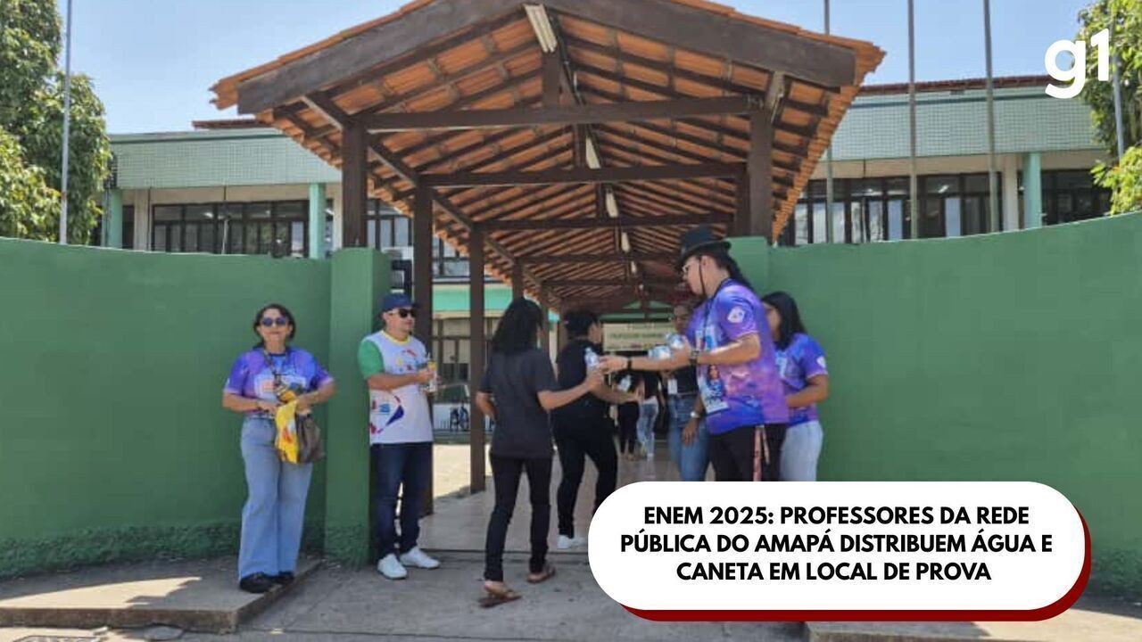 Enem 2025: professores da rede pública do Amapá distribuem água e caneta em local de prova