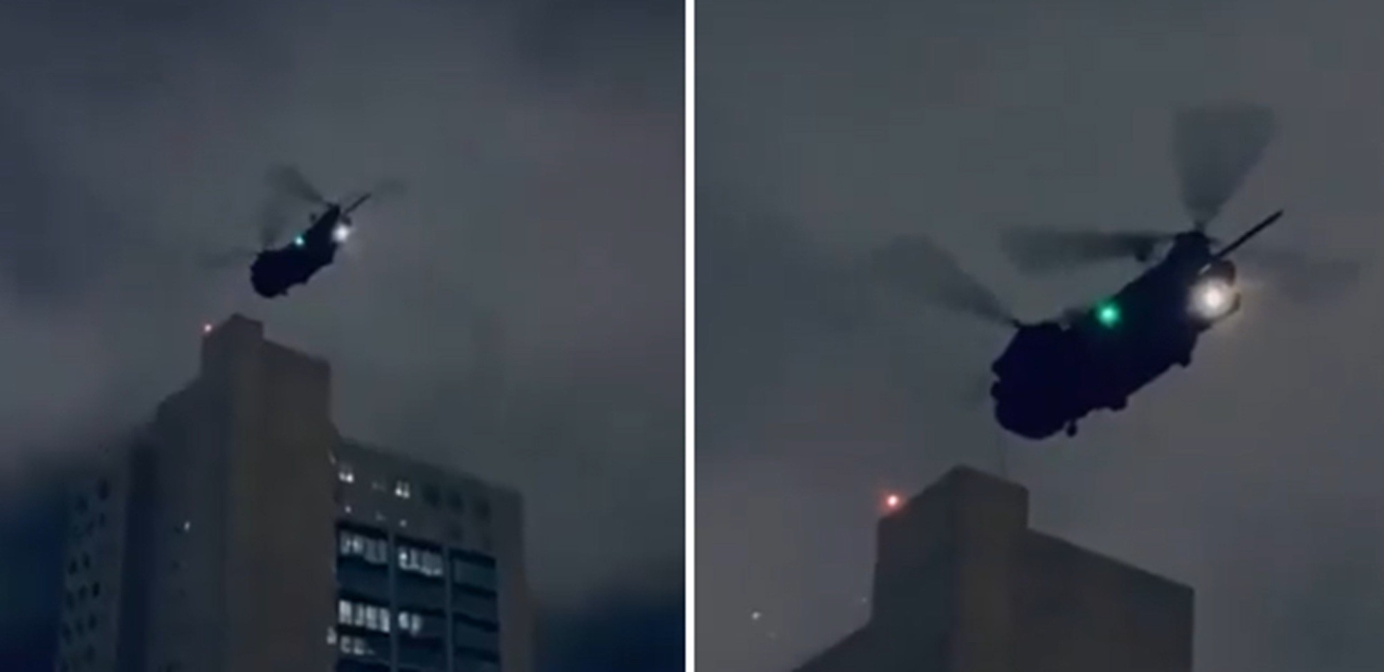 É #FAKE que vídeo de helicóptero sobrevoando prédio mostre ataque dos EUA na Venezuela; cena exibe exercício militar de 2023 em Miami