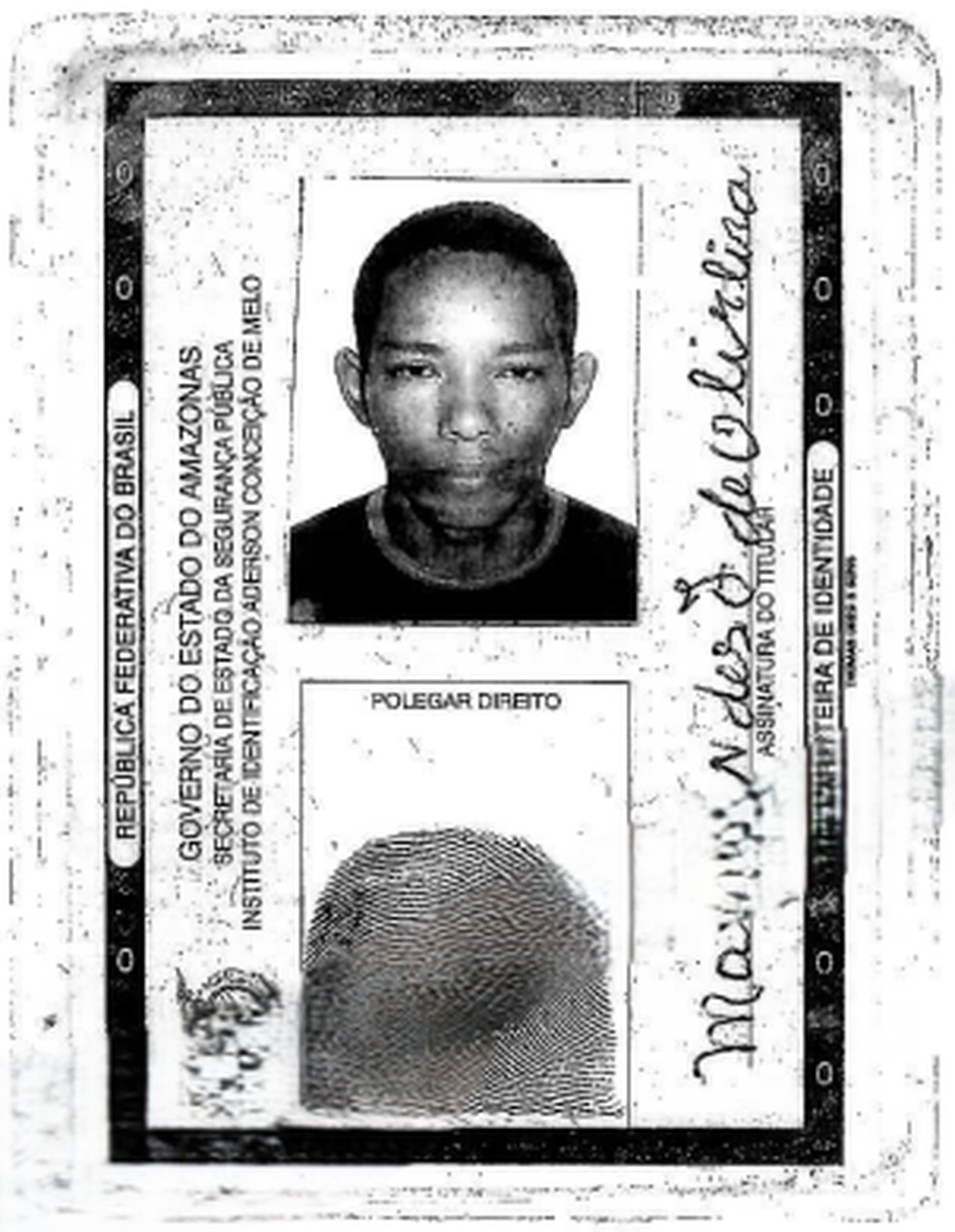 Marcondes Figueiredo de Oliveira procurado por matar uma mulher a pauladas em 15 de outubro de 2001, em Manaus (AM) � Foto: Reprodu��o/Autos do processo