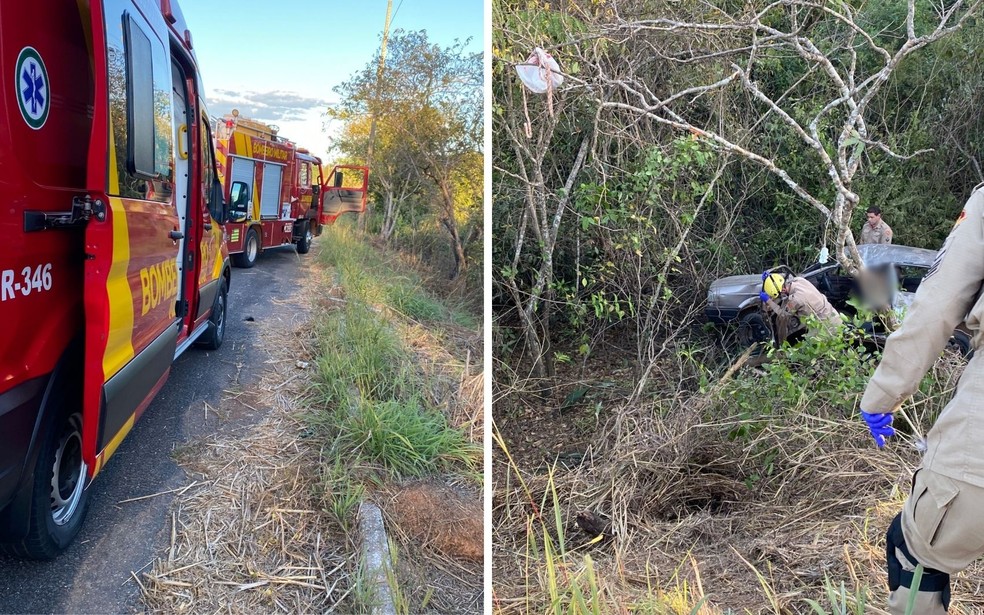Acidente de trânsito deixa uma pessoa morta e três feridas, em Porangatu — Foto: Divulgação/Corpo de Bombeiros