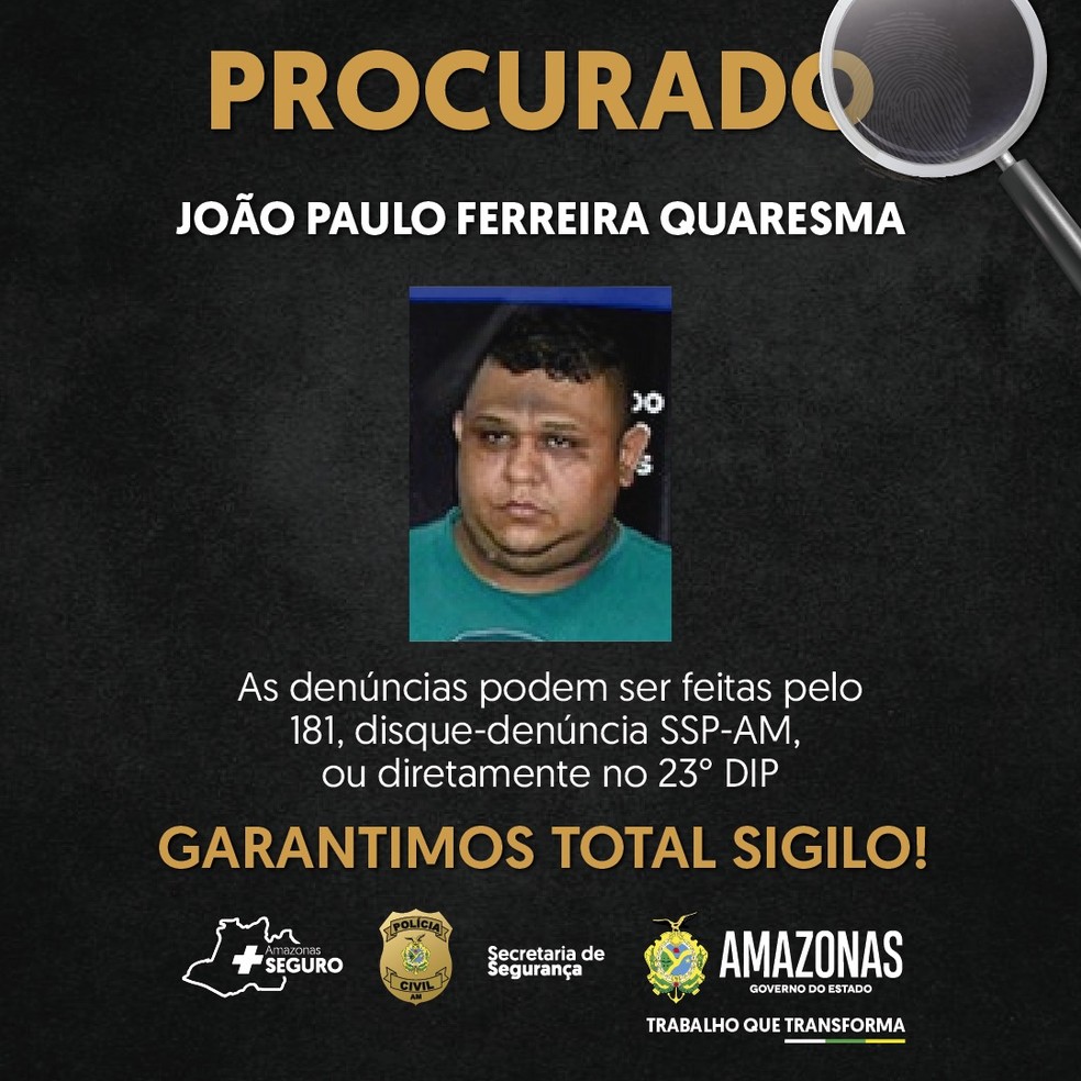 Procurado pela Polícia Civil do Amazonas — Foto: Divulgação