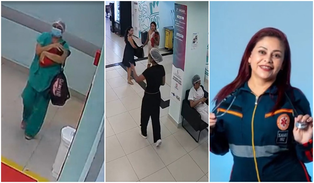 Novas imagens mostram técnica de enfermagem dentro de maternidade 15 minutos após tentar sequestrar recém-nascida