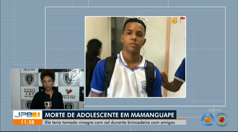 Adolescente gravou vídeo bebendo a mistura de vinagre com sal.   — Foto: Reprodução: TV Cabo Branco