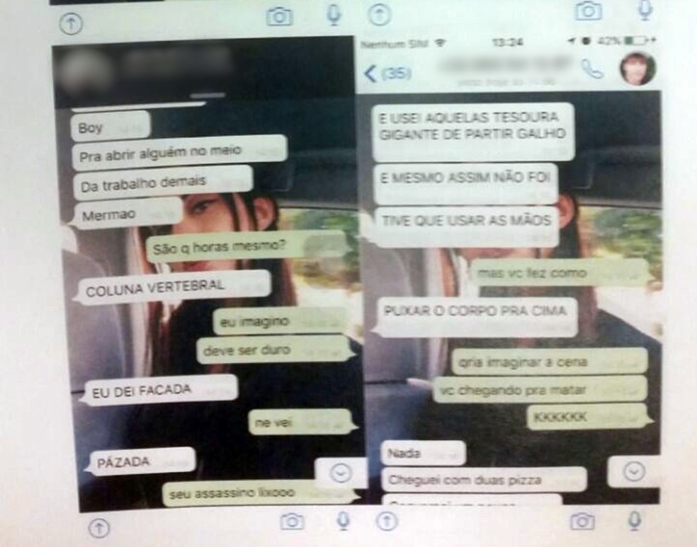 Patrick detalha o crime para o amigo Marvin na conversa, enquanto esperava o tio chegar na casa — Foto: Reprodução/Polícia Civil da Paraíba
