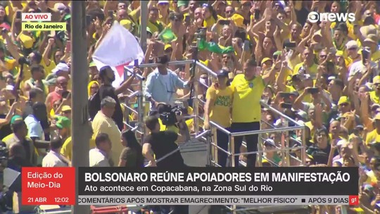 Bolsonaro e apoiadores fazem ato no Rio - Programa: Jornal GloboNews 