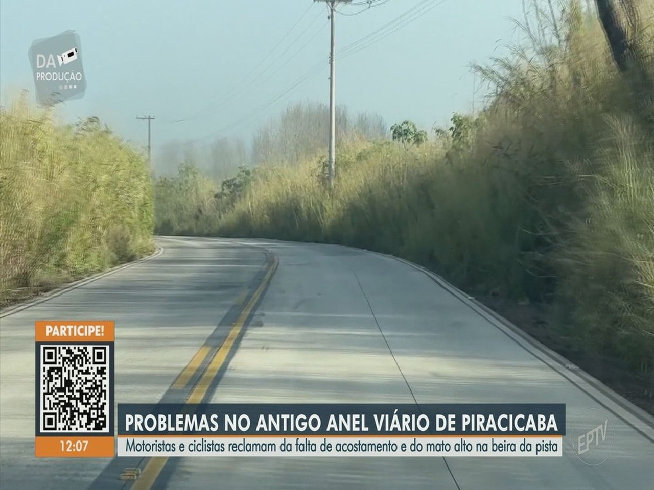 Drivers report high grass, garbage and lack of shoulder on the old Piracicaba ring road
