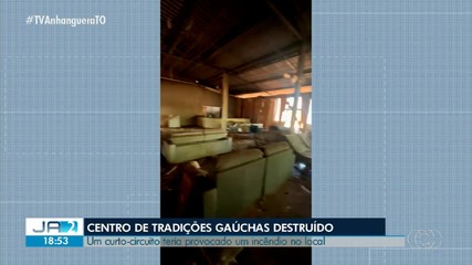 Curto-circuito provoca incêndio e destrói Centro de Tradições Gaúchas em Palmas