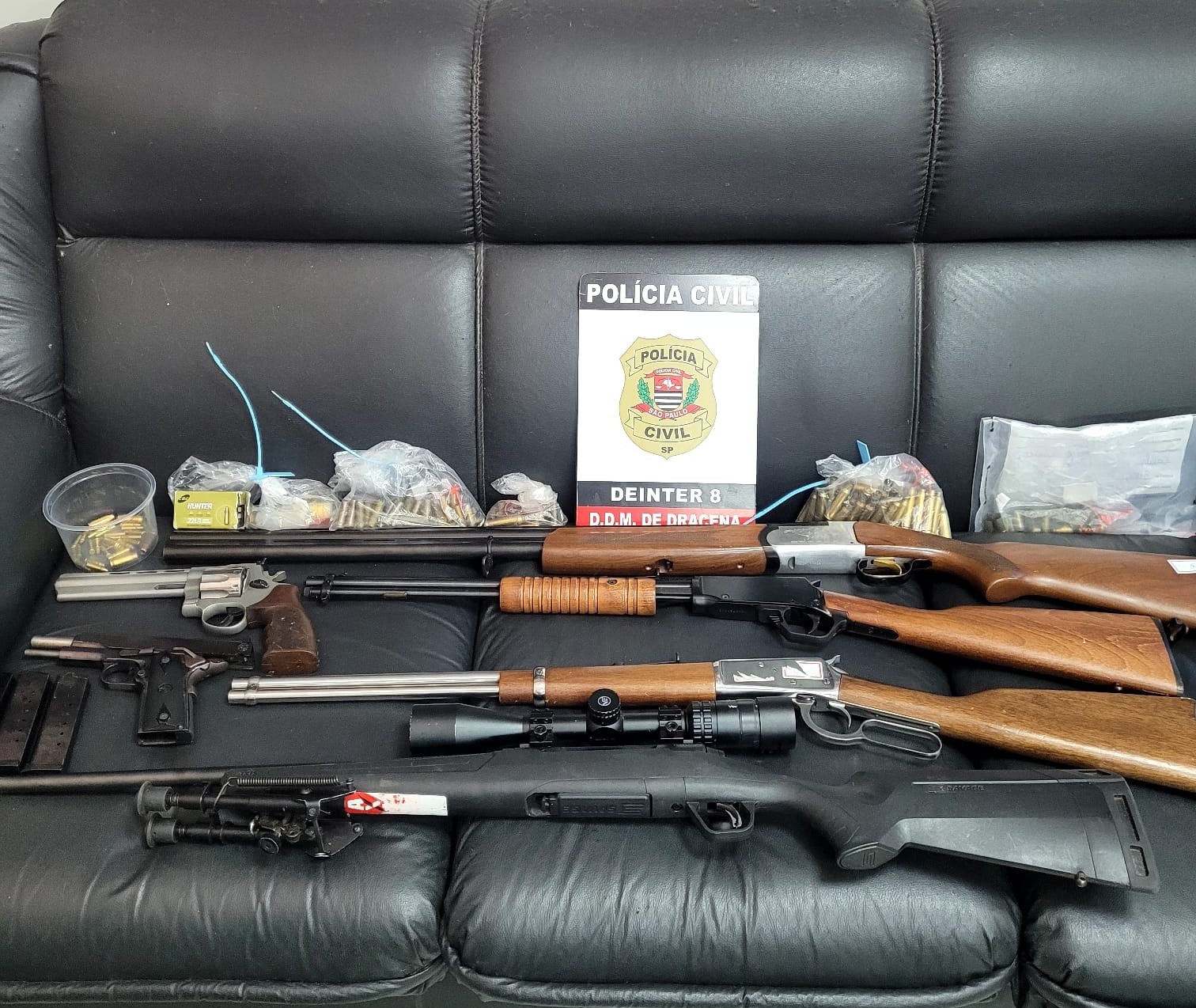 Polícia apreende seis armas na casa de homem investigado por violência doméstica em Dracena