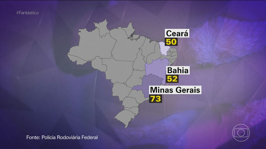 Estados com mais pontos de vulnerabilidade para exploração sexual infantil. — Foto: TV Globo/Reprodução