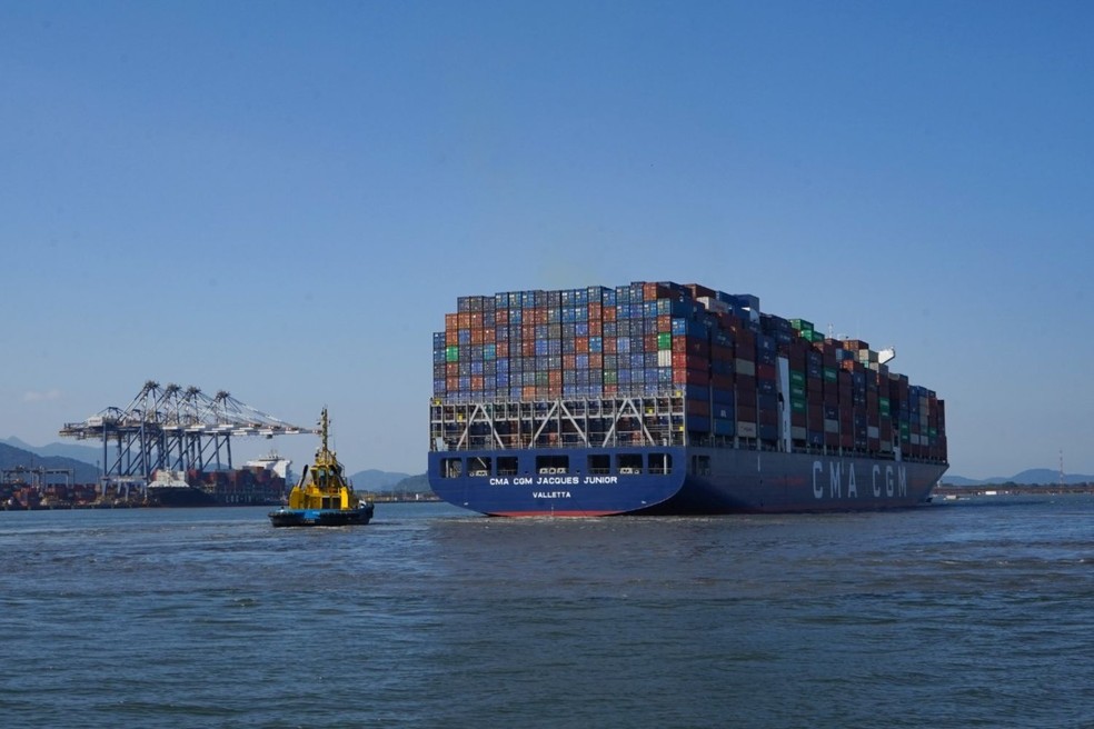 Porto de Santos, SP, bate recorde na movimentação de contêineres — Foto: Divulgação/APS