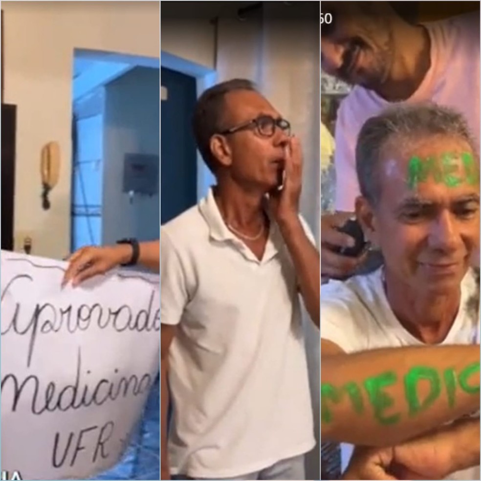 Euter recebendo a notícia de sua aprovação — Foto: TVCA/ Reprodução