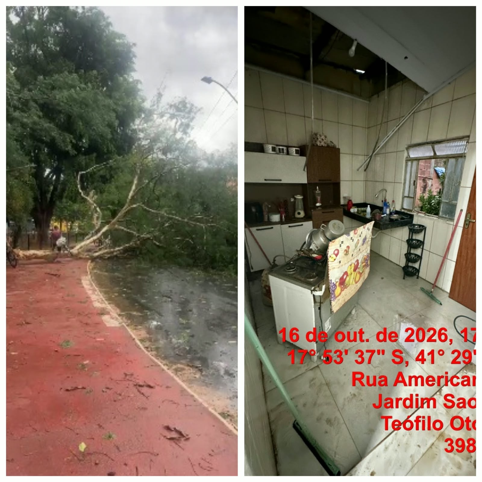 Chuva de granizo e ventos fortes causam estragos em Teófilo Otoni