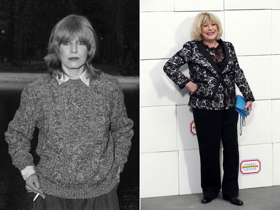 A cantora e atriz inglesa Marianne Faithfull, em fotos de 1981 e de 2014 — Foto: Arquivo/AFP