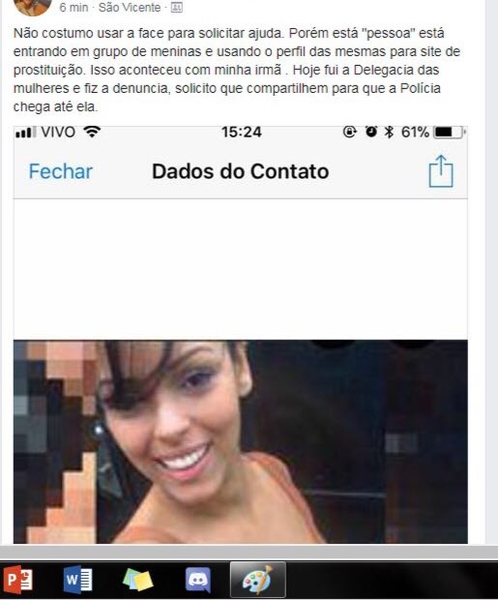Fake' usa fotos de jovem para divulgar falsas prostitutas: 'Medo