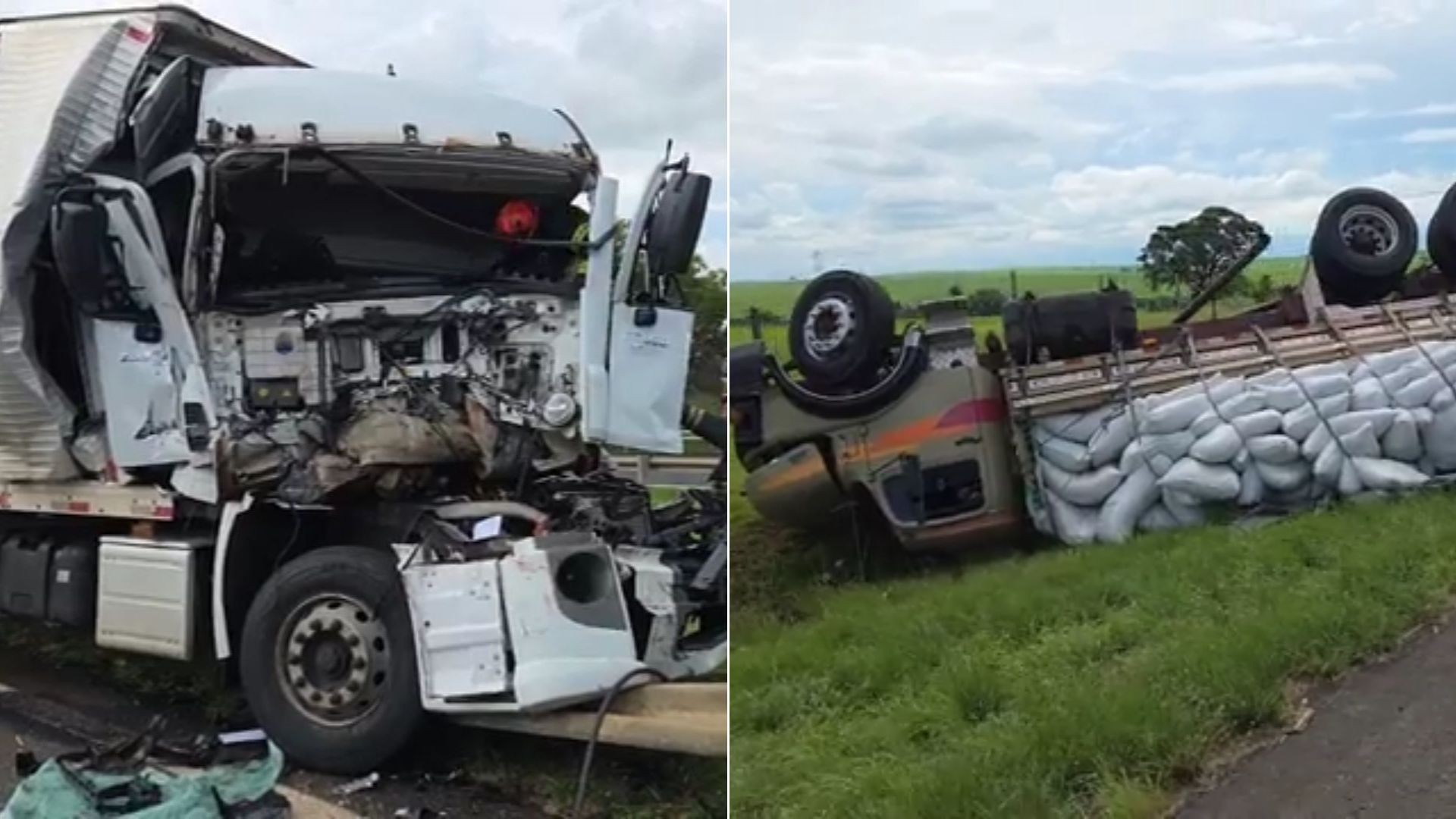 Acidente entre caminhões deixa dois feridos na Rodovia Marechal Rondon em Lins