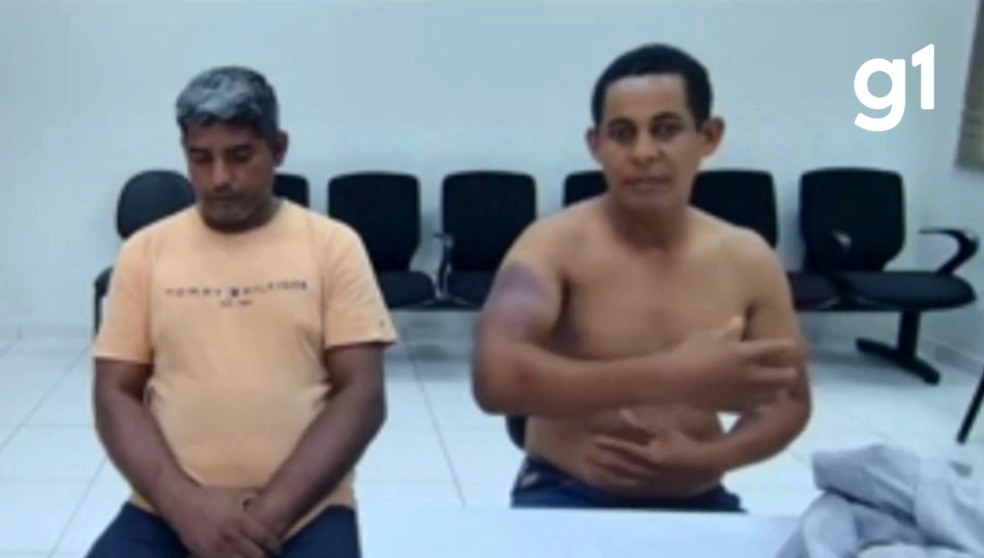 Valdemar do Nascimento Alves e Fabrício da Silva Lima durante audiência de custódia — Foto: Reprodução