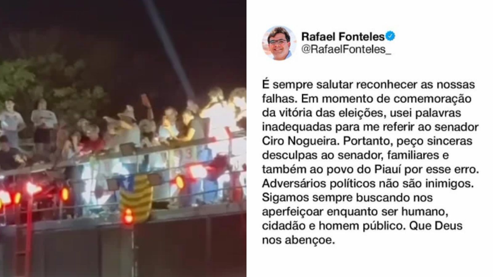 Rafael Fonteles pede desculpas a Ciro Nogueira após xingamentos em comemoração da vitória no PI