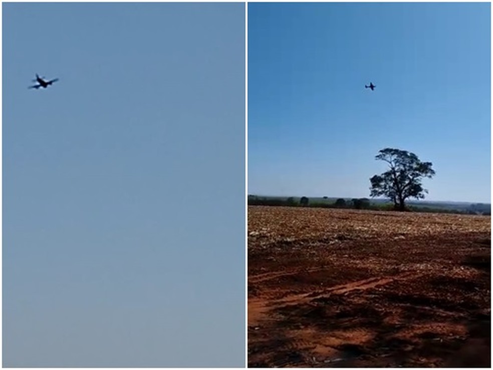 FAB perseguindo avi&atilde;o com mais de 600 quilos de coca&iacute;na na regi&atilde;o de Jales  &mdash; Foto: Arquivo pessoal 
