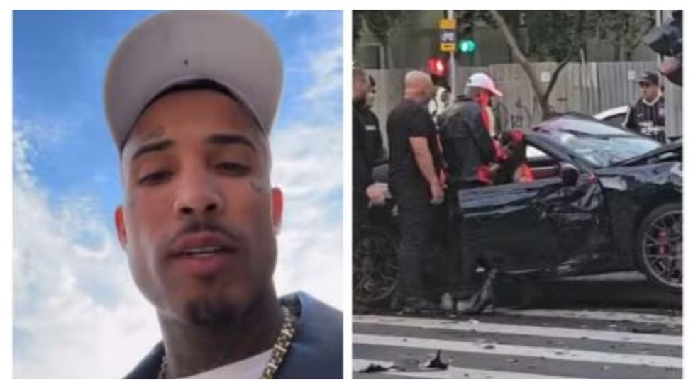 Gato Preto e seu Porsche de R$ 1 milhão destruído após bater em outro carro na Faria Lima — Foto: Reprodução/Redes sociais