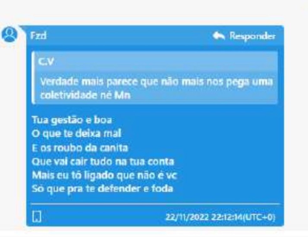Policial militar elogia "gestão" de traficante na comunidade do Complexo Alemão — Foto: Reprodução