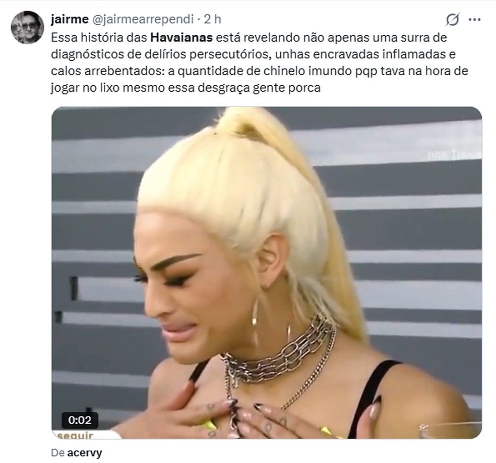 Direita convoca boicote às Havaianas após campanha com Fernanda Torres e caso vira meme — Foto: Reprodução/X