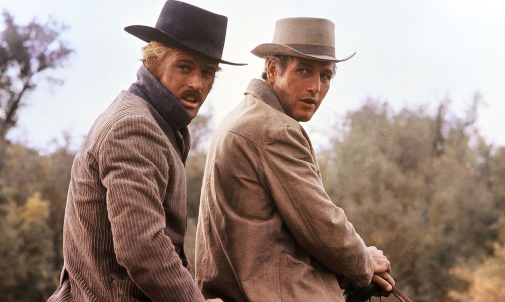 Robert Redford e Paul Newman em 'Butch Cassidy', um de seus mais famosos filmes. — Foto: Reprodução