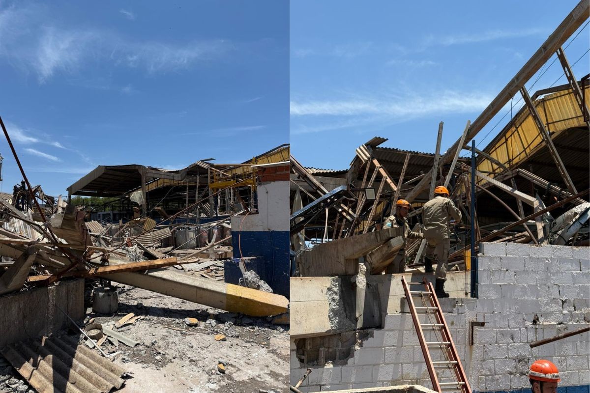Estrutura de indústria desaba e deixa 1 morto e feridos em Dourados (MS)