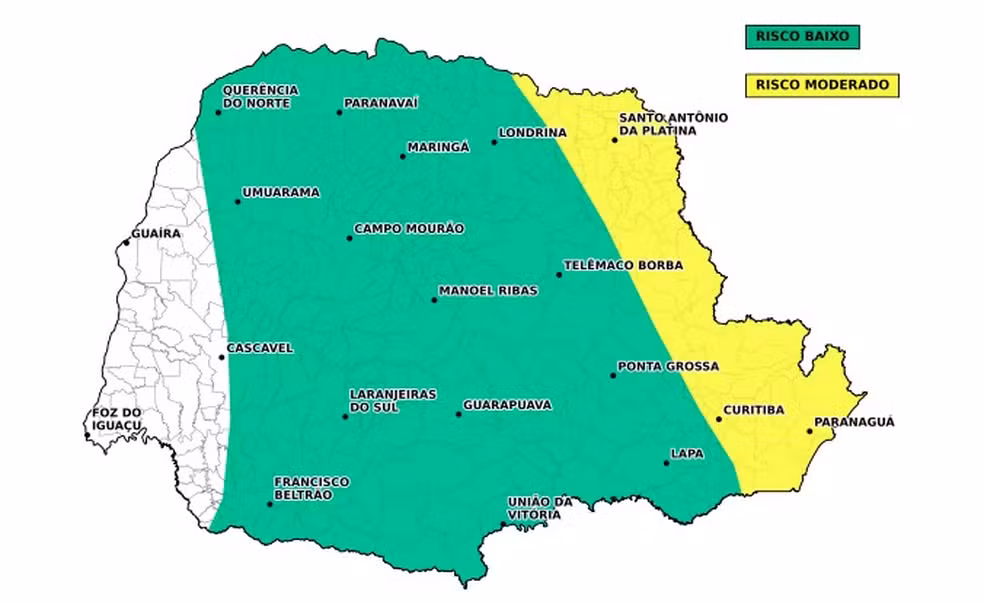 Alerta para sexta-feira (30) — Foto: Reprodução/Defesa Civil e Simepar