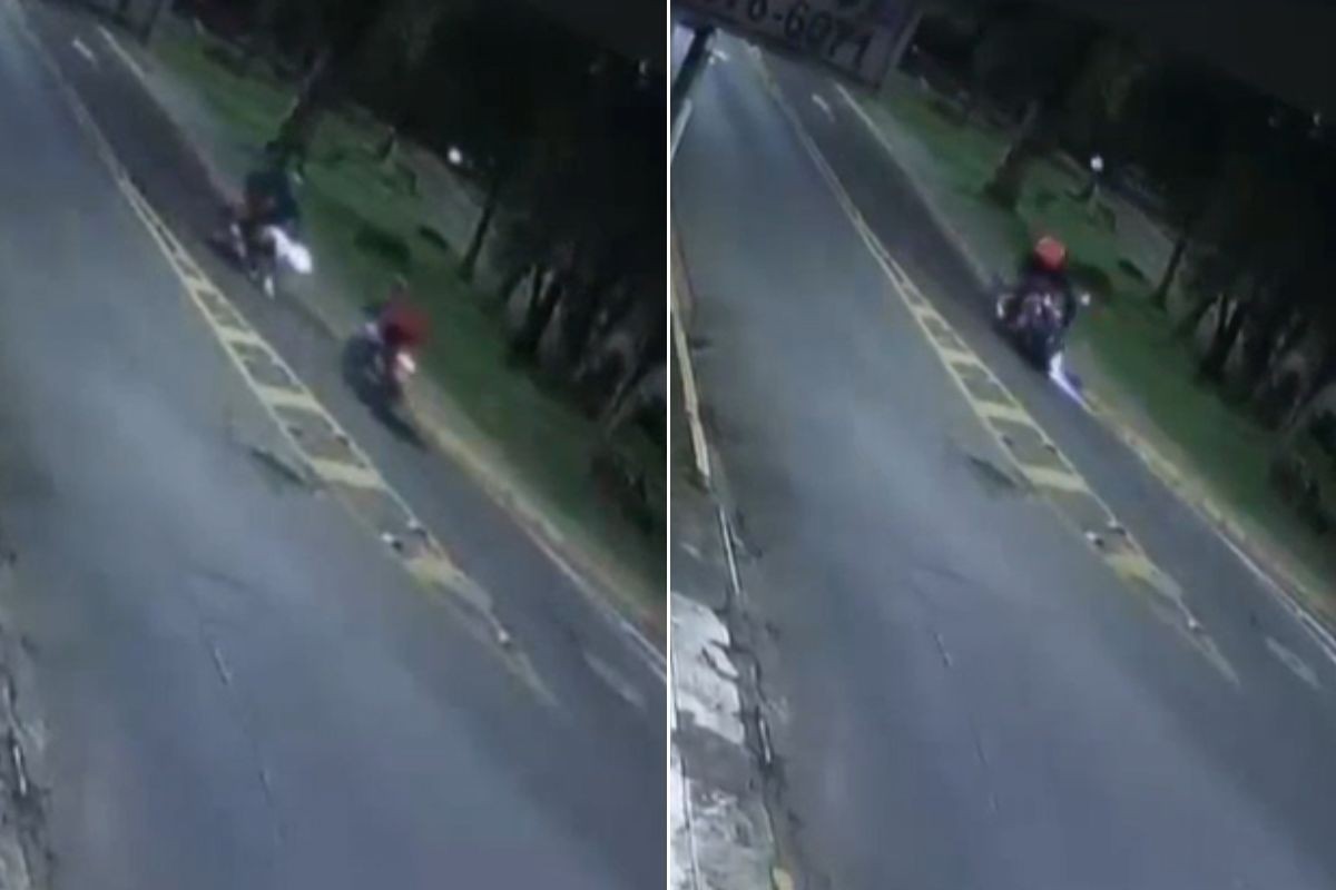 Mulher sofre traumatismo craniano após colisão entre motos em SP; câmera flagra acidente